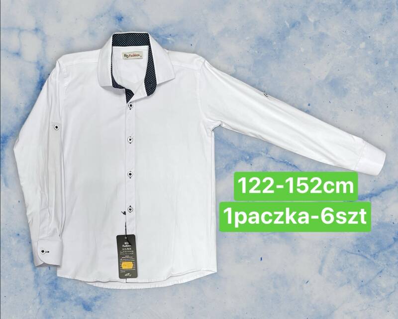 Koszule Chłopięca Roz 122-152, 1 kolor Paczka 6 szt